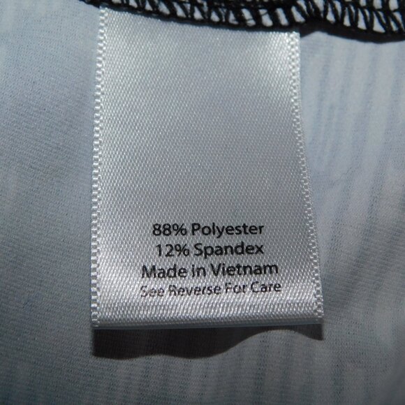 Coral Bay Womens PL Petite L Black White Striped Leaves Golf Polo Shirt 1/4 Zip - Picture 4 of 11